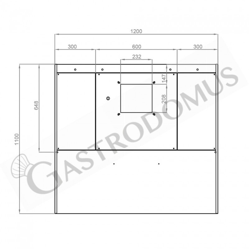 Wandhaube mit Motor, B 1200 mm x T 1100 mm x H 450 mm