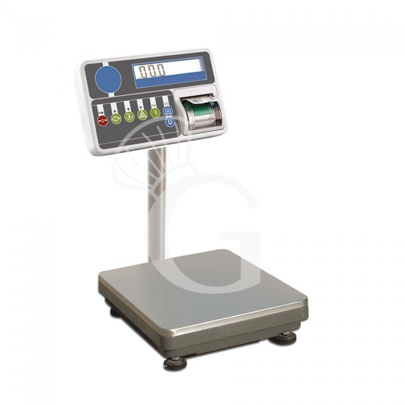 Geeichte Plattformwaage, einzellig, mit Hochanzeige und Drucker, B 400 x T 400 x H 600 mm Geeichte Plattformwaage, einzellig, mit Hochanzeige und Drucker, B 400 x T 400 x H 600 mm