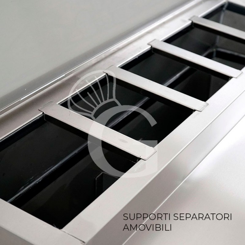 Pizzakühltisch / Saladette, 2 Türen, Temperatur +2°C/+8°C, Arbeitsplatte aus Edelstahl