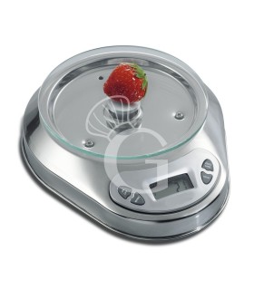 Digitale Küchenwaage, Edelstahl, Tragkraft: 5 kg,  Präzision auf bis zu 1g, B 230 mm x T 190 mm x H 50 mm