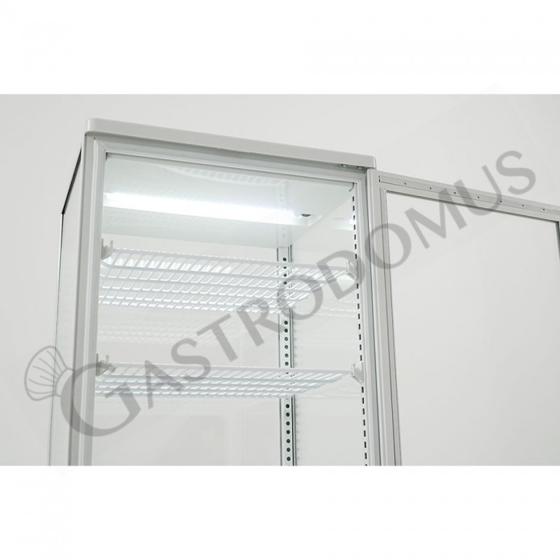 Weiße Getränke-Kühlvitrine (98 L), Umluftkühlung, Temperatur 0°C/+12°C, Display, Energieklasse C