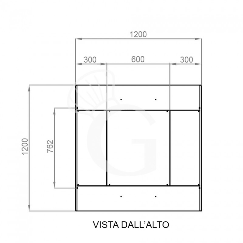 Deckenhaube ohne Motor B 1200 mm x T 1200 mm x H 450mm