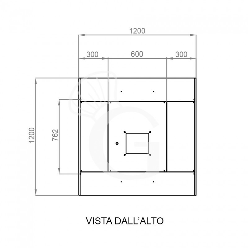 Deckenhaube mit Motor, B 1200 mm x T 1200 mm x H 450 mm