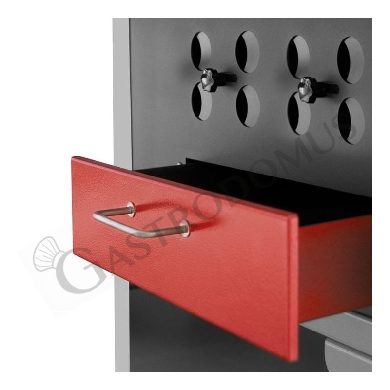 Modularer Holzkohlengrill, B 790 mm x T 670+300 mm x H 2400 mm