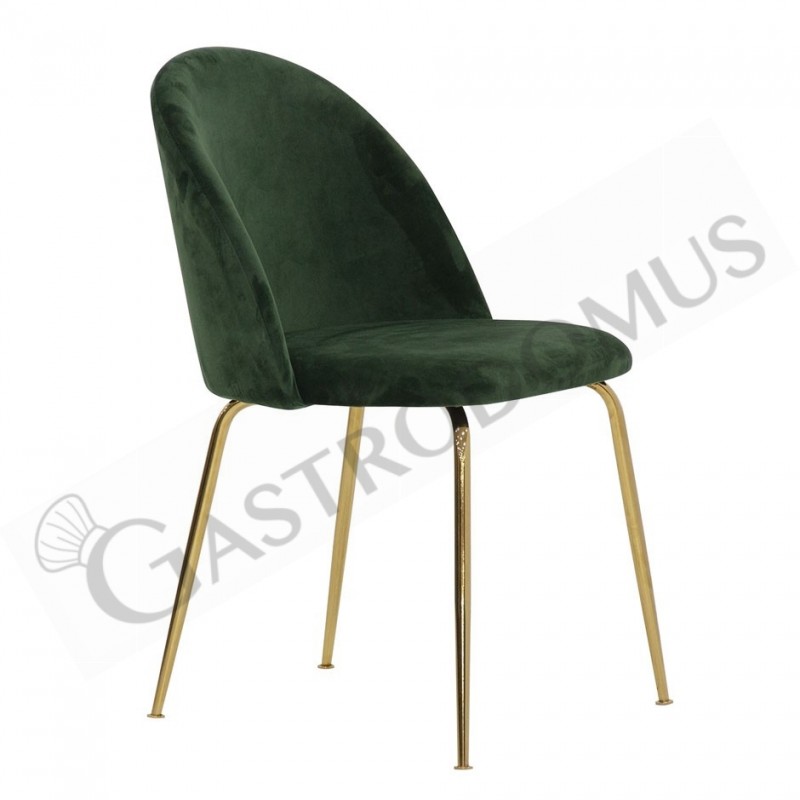 Sessel "CARMEN", vermessingtes Metall, mit Samtbezug