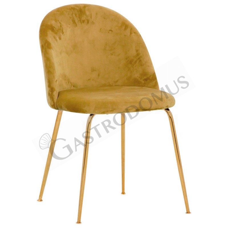 Sessel "CARMEN", vermessingtes Metall, mit Samtbezug