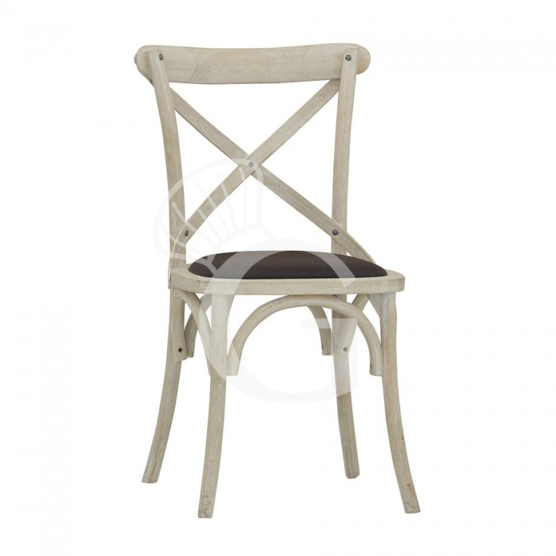 Holzstuhl "RWANDA", Vintage-Stil, Sitzfläche aus Kunstleder