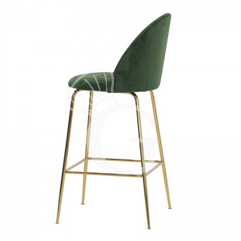 Barhocker "EDWARD", vermessingtes Metall, Samtbezug