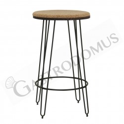 Outdoor-Tisch, rund, lackiertes Metall, Holz-Tischplatte, Ø 600 mm