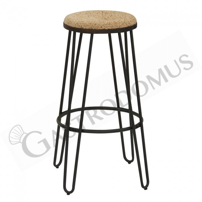 Tresenhocker "MADISON", lackiertes Metall, Sitzfläche aus Holz