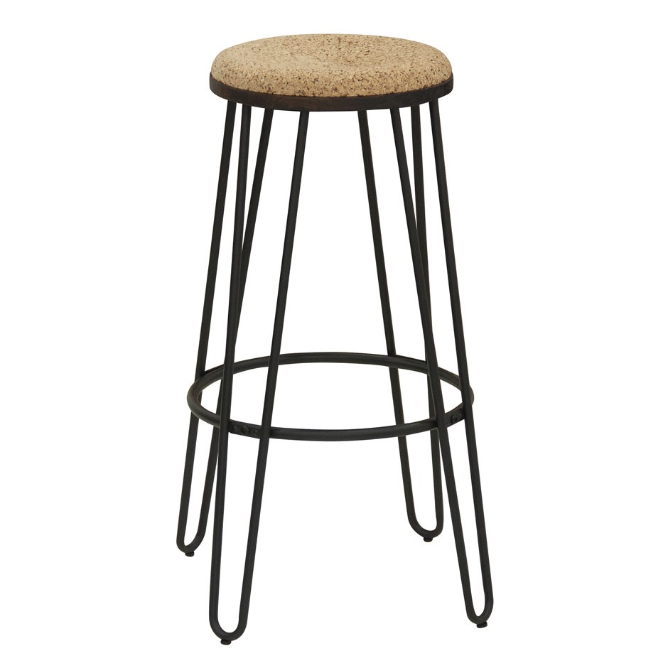 Tresenhocker "MADISON", lackiertes Metall, Sitzfläche aus Holz