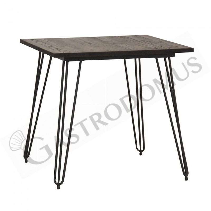 Gartentisch, quadratisch, lackiertes Metall, Holztischplatte, 800 x 800 mm