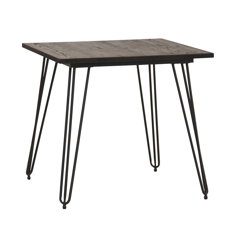 Gartentisch, quadratisch, lackiertes Metall, Holztischplatte, 800 x 800 mm