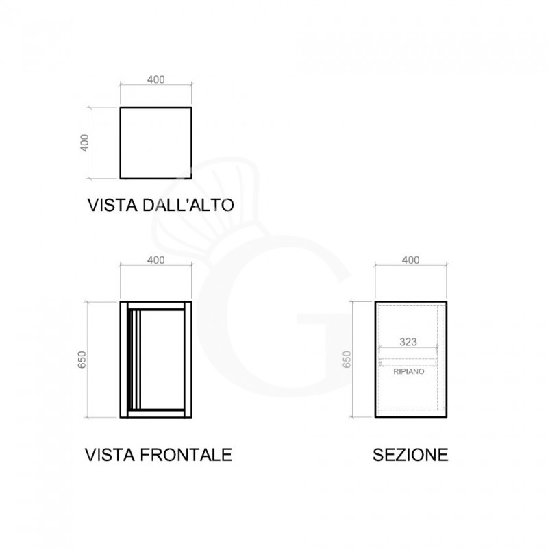 Wandhängeschrank, Edelstahl, 1 Flügeltür, 1 Zwischenboden, B 400 mm x T 400 mm x H 660 mm