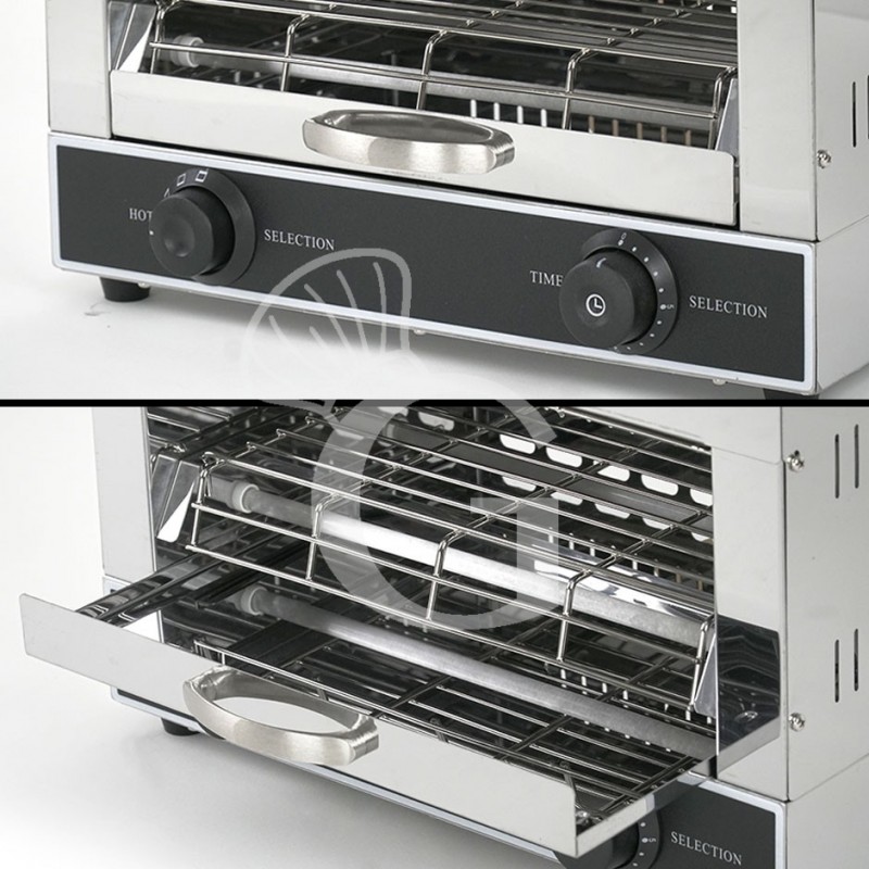 Professioneller Einphasen-Toaster, L 400 mm x P 300 mm x H 290 mm, 1700 W Leistung mit 3 Zangen und Zeitschaltuhr