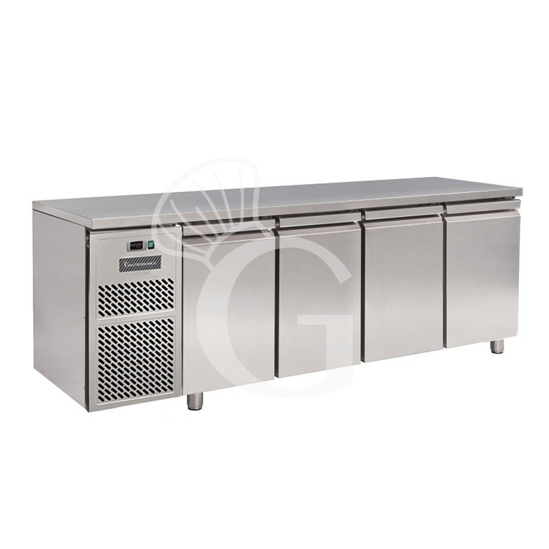 Kühltisch, 4-türig, Tiefe 700 mm, 0°C/+ 10°C, Motor auf der linken Seite, Energieklasse D