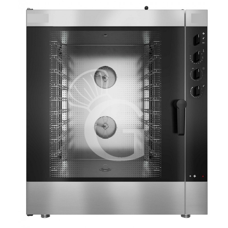 Gas-Umluft-Dampf-Mischschrank, elektromechanische Steuerung, Befeuchter, für 10 GN1/1 oder 600x400 mm Tabletts Gas-Umluft-Dampf-Mischschrank, elektromechanische Steuerung, Befeuchter, für 10 GN1/1 oder 600x400 mm Tabletts