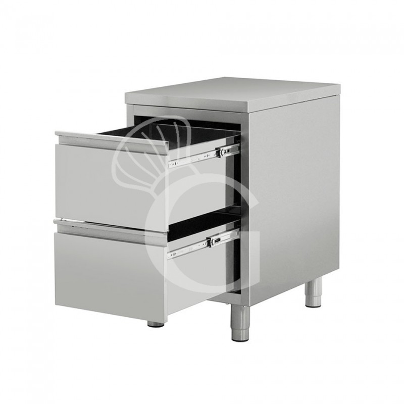 Schrank, Edelstahl, 2 Schubladen, B 500 X T 600 X H 850 mm