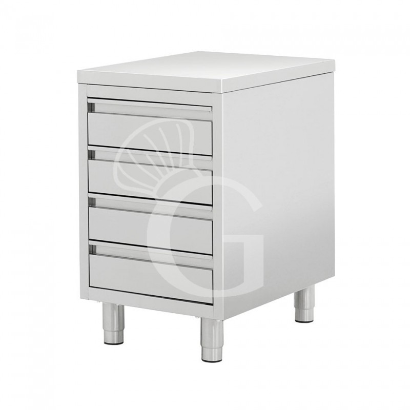 Schubladenschrank, Edelstahl, 4 Schubladen, B 500 X T 600 X H 850 mm