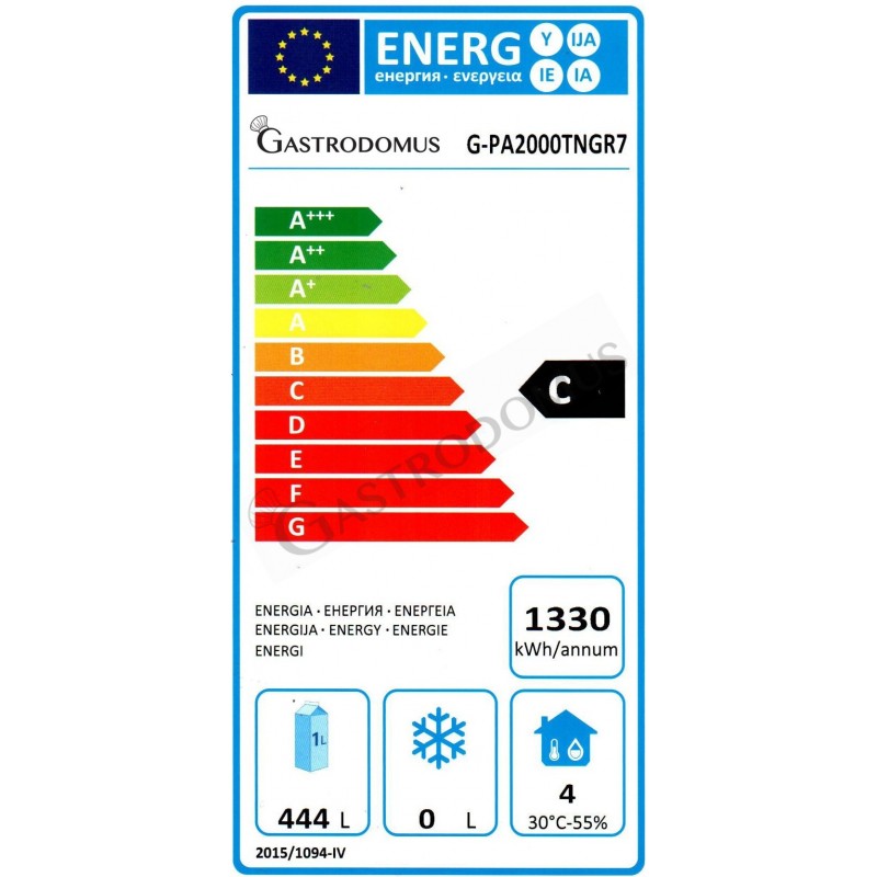 Konditorei-Kühltisch, 3-türig, Tiefe 800 mm, -2°C/+8°C, Granitplatte, Energieklasse C