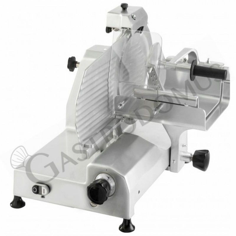 Vertikaler Fleischschneider aus Aluminium Messerdurchmesser 370 mm, integrierter Messerschärfer, einphasig