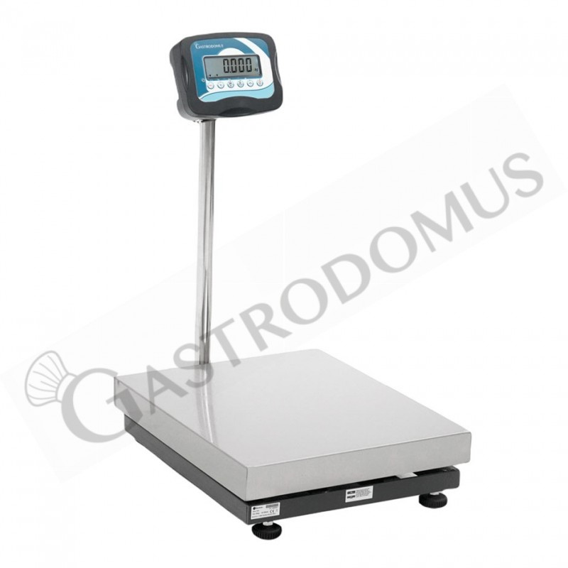 Industriewaage /Plattformwaage, Hochanzeige, einzellig, Tragkraft 150 kg,  Präzision auf bis 20 g, B 600 x T 500 x H 840 mm