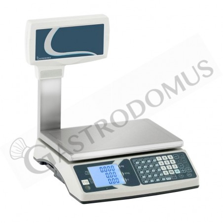 Geeichte Ladenwaage mit Hochanzeige / Handelswaage, Tragkraft 15 kg, Präzision auf bis 2/5 g. B 330 mm x T 345 mm x H 530 mm Geeichte Ladenwaage mit Hochanzeige / Handelswaage, Tragkraft 15 kg, Präzision auf bis 2/5 g. B 330 mm x T 345 mm x H 530 mm