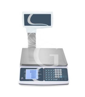 Geeichte Ladenwaage mit Hochanzeige / Handelswaage, Tragkraft 15 kg, Präzision auf bis 2/5 g. B 330 mm x T 345 mm x H 530 mm