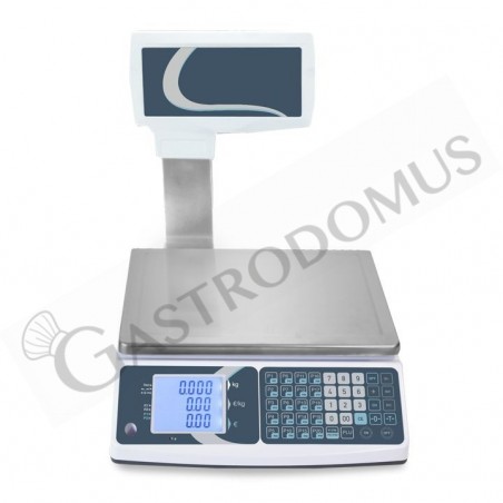 Geeichte Ladenwaage mit Hochanzeige / Handelswaage, Tragkraft 15 kg, Präzision auf bis 2/5 g. B 330 mm x T 345 mm x H 530 mm Geeichte Ladenwaage mit Hochanzeige / Handelswaage, Tragkraft 15 kg, Präzision auf bis 2/5 g. B 330 mm x T 345 mm x H 530 mm