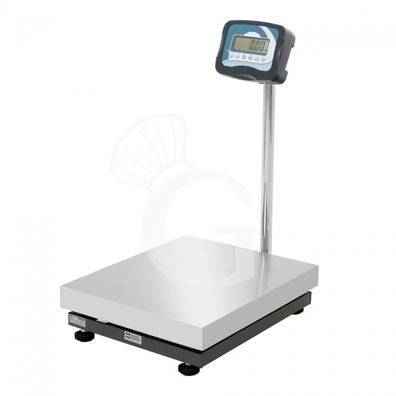 Industriewaage /Plattformwaage, Hochanzeige, einzellig, Tragkraft 60 kg,  Präzision auf bis 10 g, B 500 mm x T 400 mm x H 840 mm
