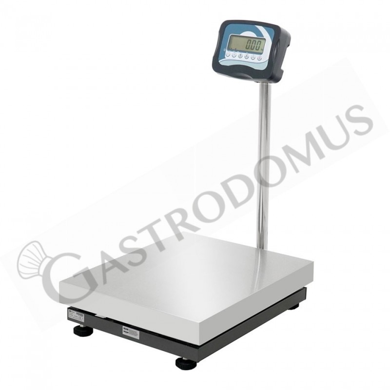 Industriewaage /Plattformwaage, Hochanzeige, einzellig, Tragkraft 150 kg,  Präzision auf bis 20 g, B 600 x T 500 x H 840 mm