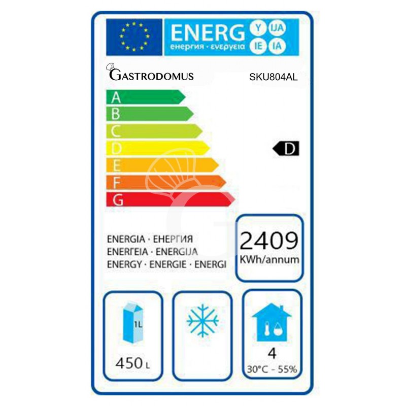 Kühltisch, 4-türig, Tiefe 800 mm, 0°C/+10°C, Motor auf der linken Seite, Aufkantung, Energieklasse D