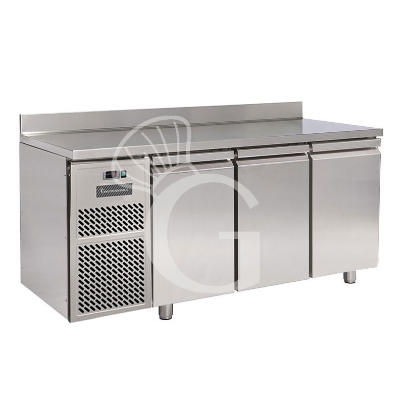 Tiefkühltisch, 3-türig, Tiefe 800 mm, -18°C/-22°C, Motor auf der linken Seite, Aufkantung