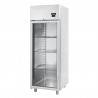 Kühlschrank (600 Liter), Edelstahl, Umluftkühlung, mit Glastür, Temperatur 0°C /+10°C