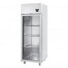 Kühlschrank (700 Liter), Edelstahl, Umluftkühlung, mit Glastür, Temperatur 0°C /+10°C