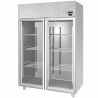 Kühlschrank (1200 Liter), Edelstahl, 2 Glastüren, Umluftkühlung, Temperatur -2°C /+10°C