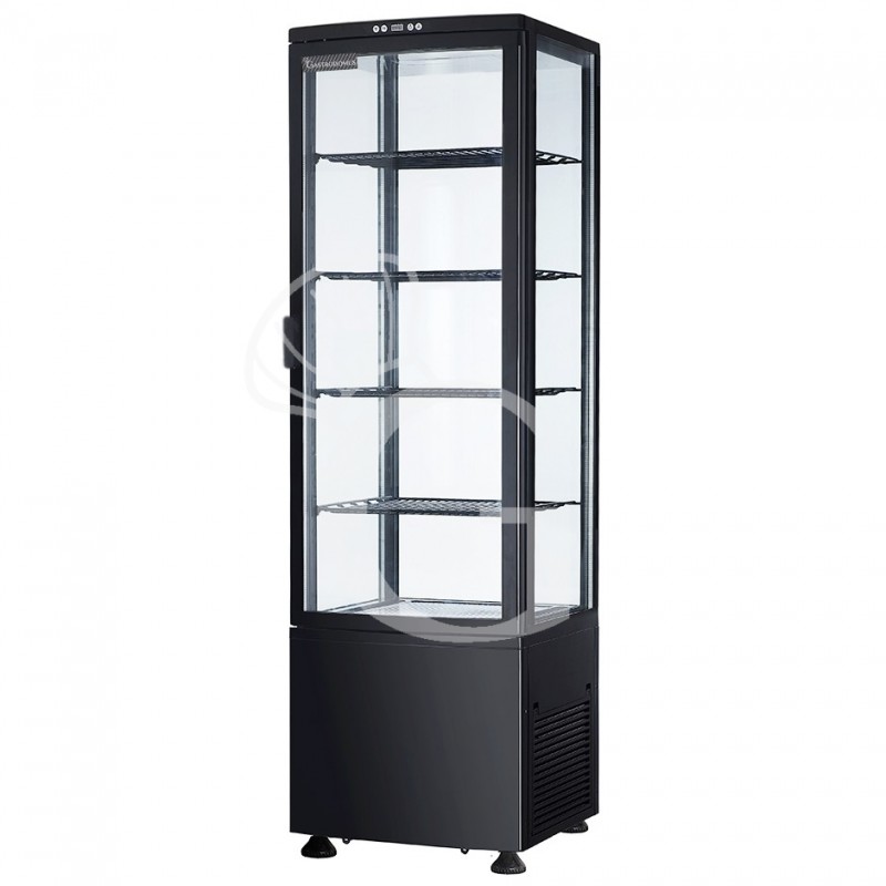 Schwarze Getränke-Kühlvitrine (235 L), Umluftkühlung, Temperatur 0°C/+12°C, Energieklasse B