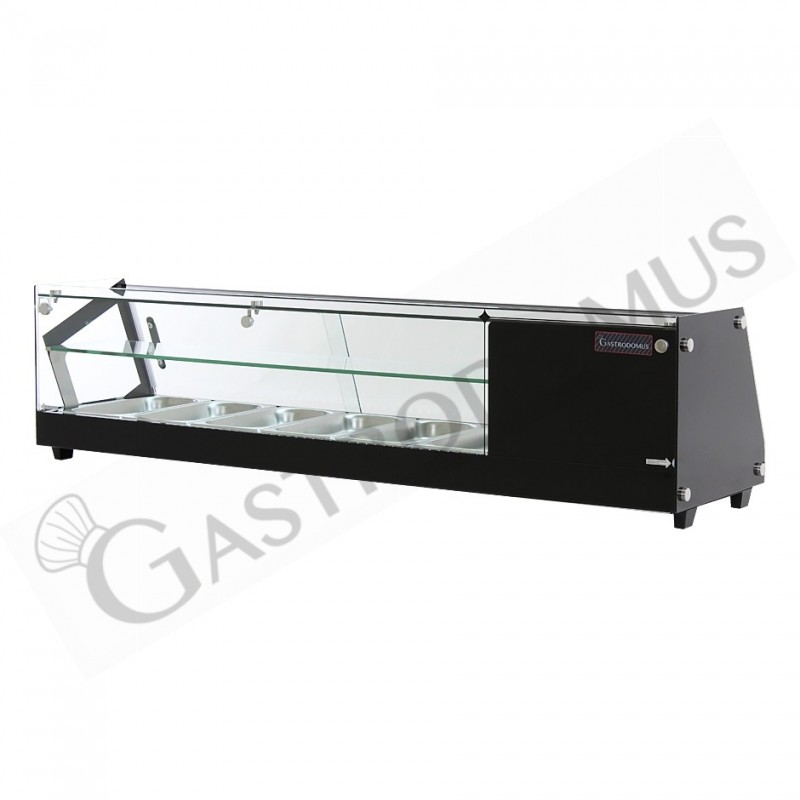 Tapas-Kühlvitrine für 6 x GN1/3 Behälter,160 Watt, B 1470 mm x T 395 mm x H 375 mm