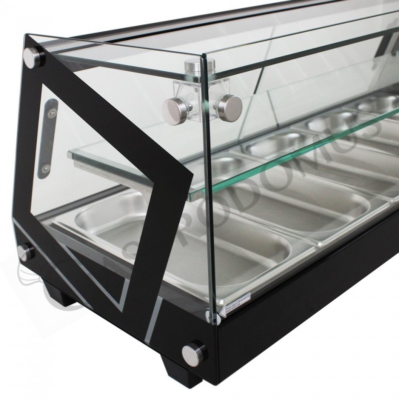 Tapas-Kühlvitrine für 5 x GN1/3 Behälter, 160 Watt, B 1295 mm x T 395 mm x H 375 mm