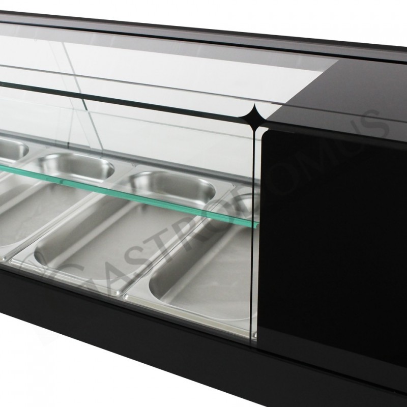 Tapas-Kühlvitrine für 5 x GN1/3 Behälter, 160 Watt, B 1295 mm x T 395 mm x H 375 mm