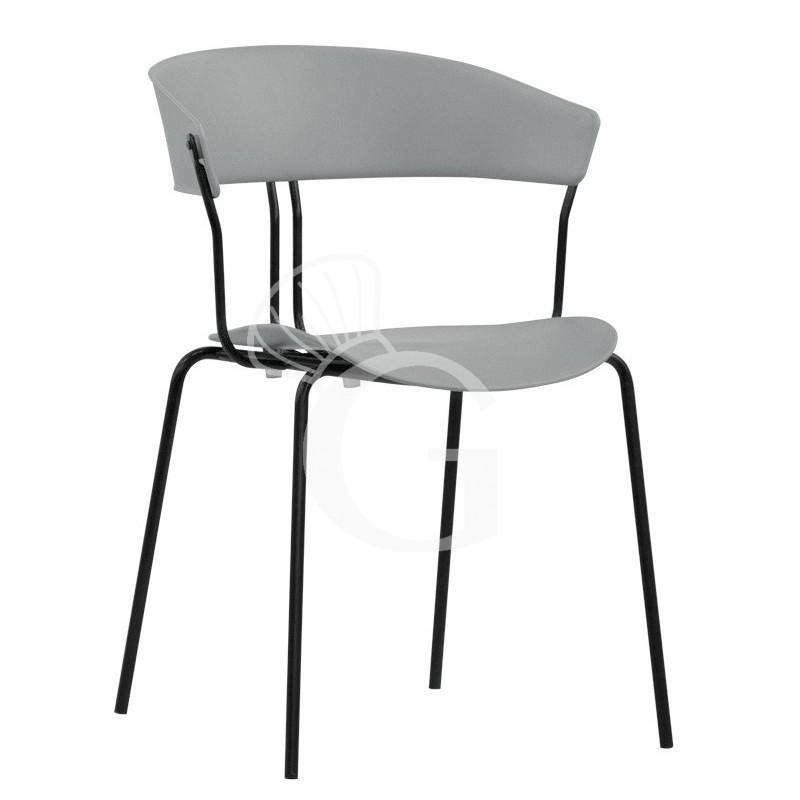 Metallstuhl "DIANA", lackiert, Sitzfläche aus Polypropylen