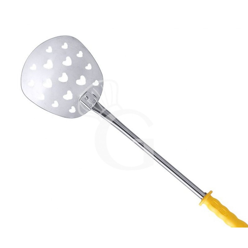 Pizzaschaufel, Titan, herzförmig-gelocht, Ø 200 mm, H 1900 mm