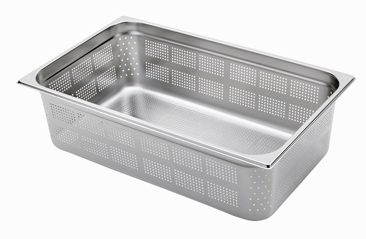 GN Behälter 1/1, perforiert, Edelstahl, 20,6 Liter, B 530 mm x T 325 mm x H 150 mm