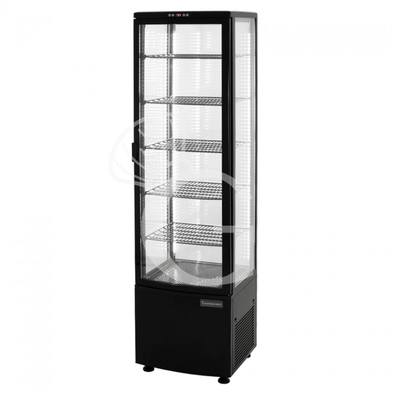 Schwarze Getränke-Kühlvitrine (280 L), Umluftkühlung, Temperatur 0°C/+12°C, Energieklasse B