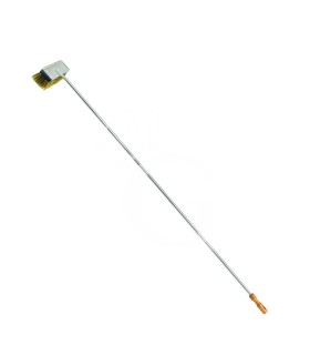 Pizzaofenbürste für Holz-Pizzaofen, fest fixiert, Messing, B 220 mm x T 80 mm x H 1700 mm