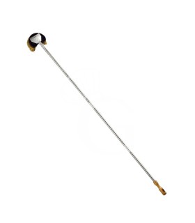 Drehbare Pizzaofenbürste für Holz-Pizzaofen, Messing, halbmondförmig, B 150 mm x T 100 mm x H 1700 mm