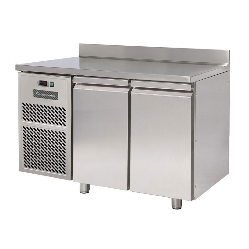 Kühltisch, 2-türig, Tiefe 800 mm, 0°C/+10°C, Motor auf der linken Seite, Aufkantung, Energieklasse D