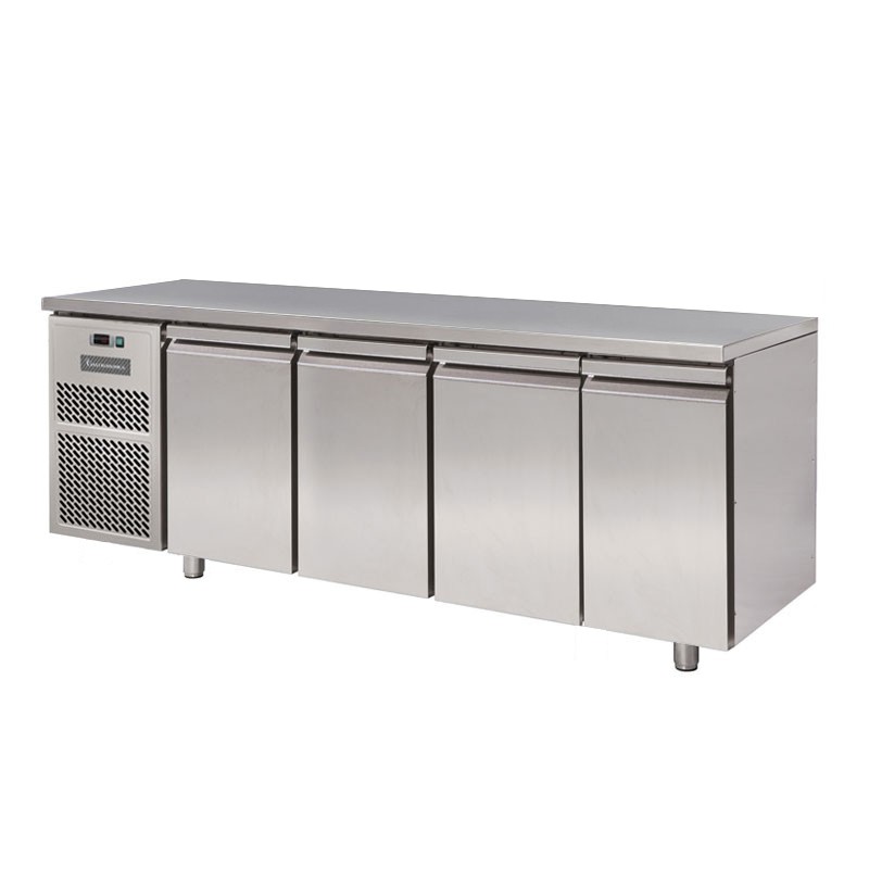 Kühltisch, 4-türig, Tiefe 800 mm, 0°C/+ 10°C, Motor auf der linken Seite, Energieklasse D