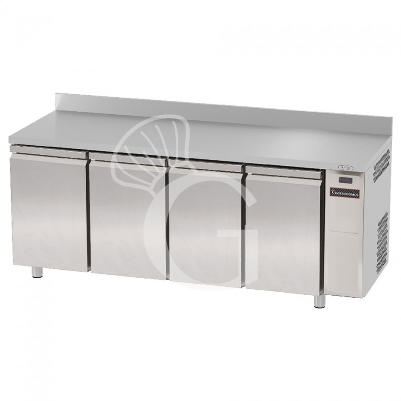 Kühltisch, 4 Türen, Aufkantung, Tiefe 700 mm, 0°C/+10°C, externer Motor, Energieklasse D