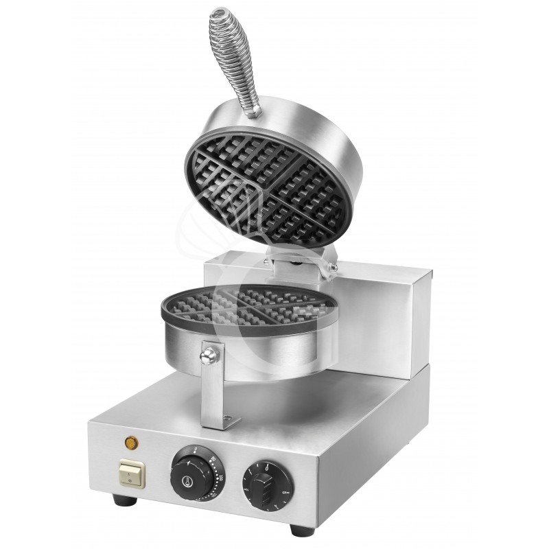 Waffeleisen mit Backplatte aus Teflon, 1000 W, B 255 mm x T 435 mm x H 255/570 mm